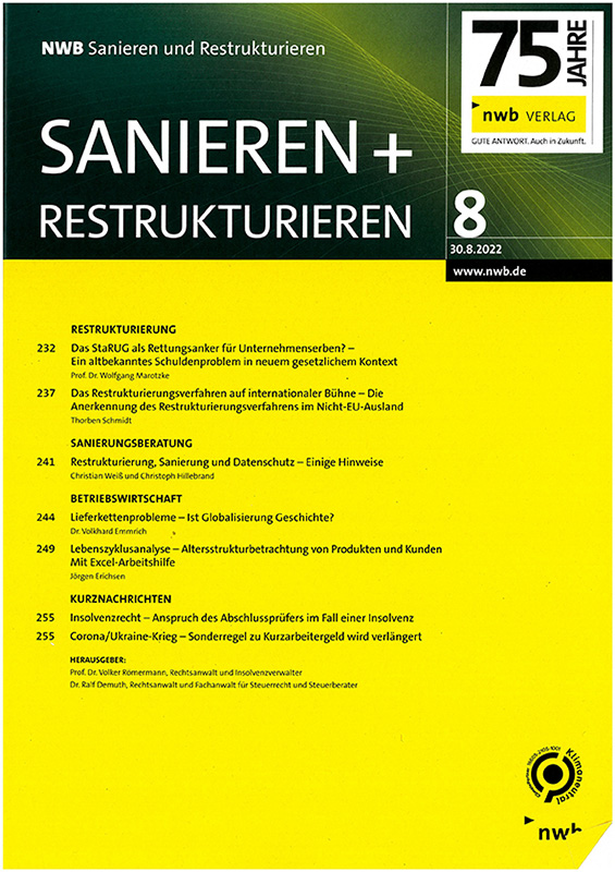 Cover nwb Sabieren und Restrukturieren Nr.8 2022